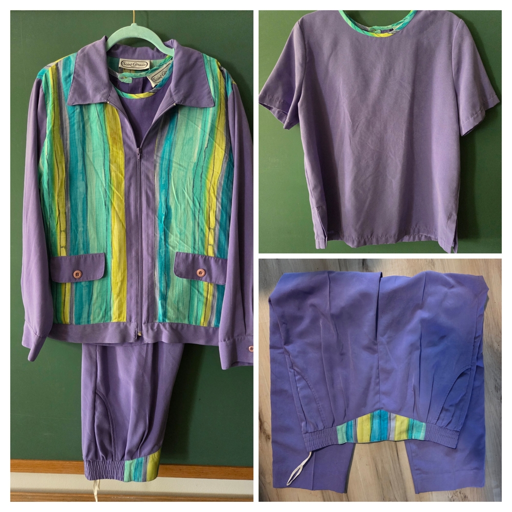 Vintage 1980s Saint Germain Paris‎ Tracksuit Jumpsuit Sz Medium